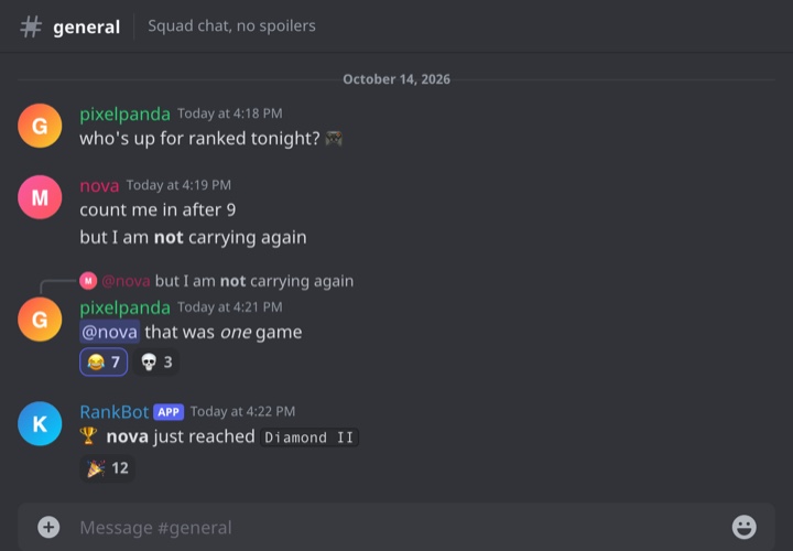 A fake Discord chat made with the generator