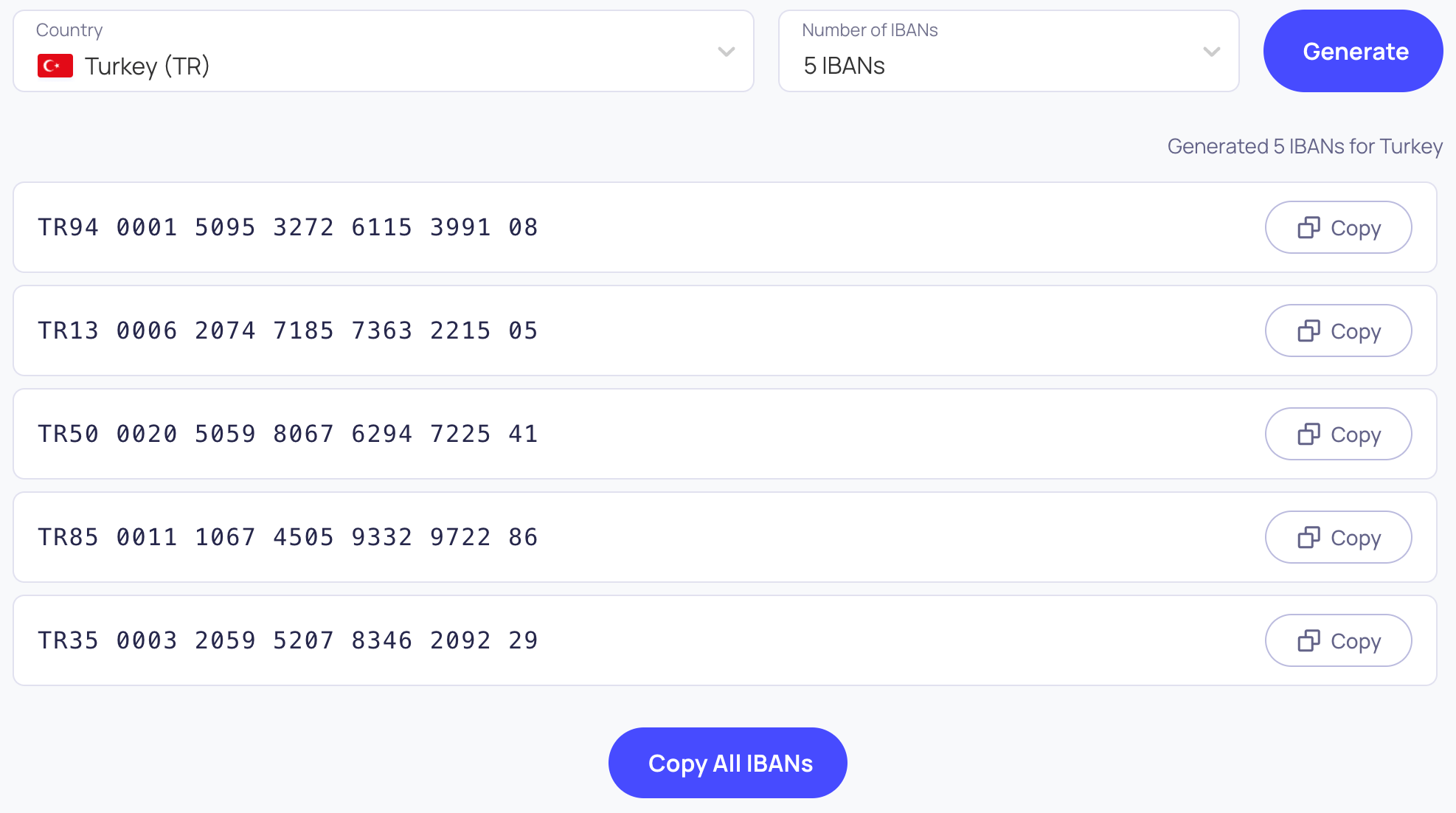 Fake IBAN Generator