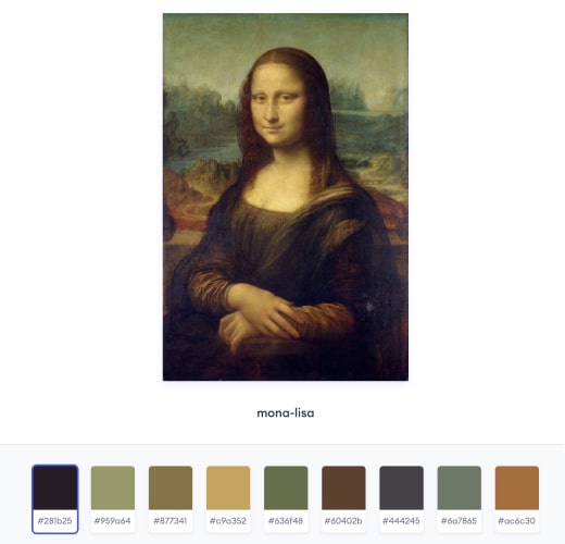 Main Colors Extracted from Da Vinci's Mona Lisa Painting