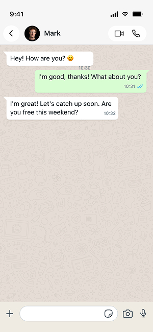 A fake WhatsApp conversation generated with the WhatsApp Chat Generator tool